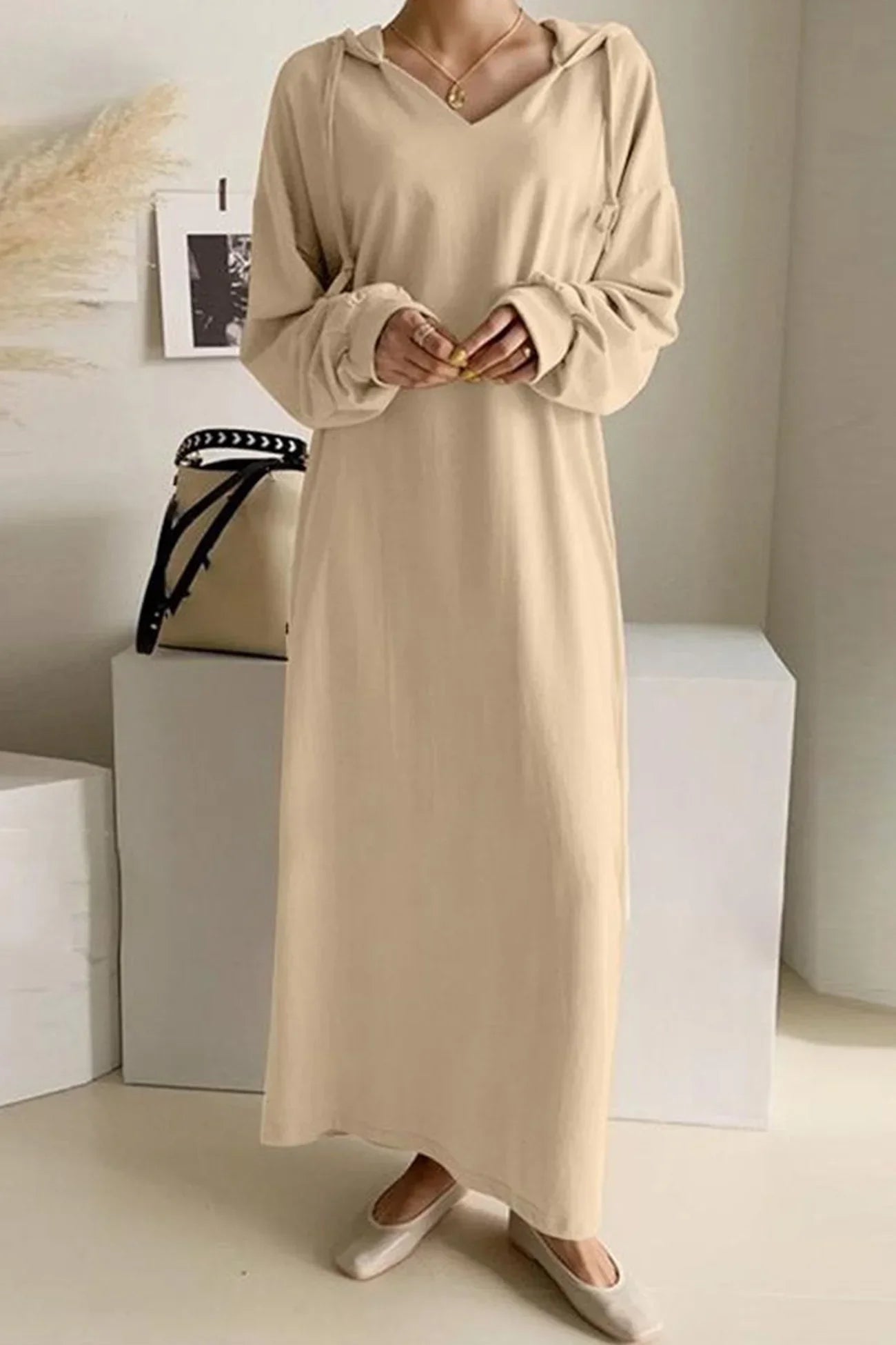 V-Neck Long Sleeve Dress