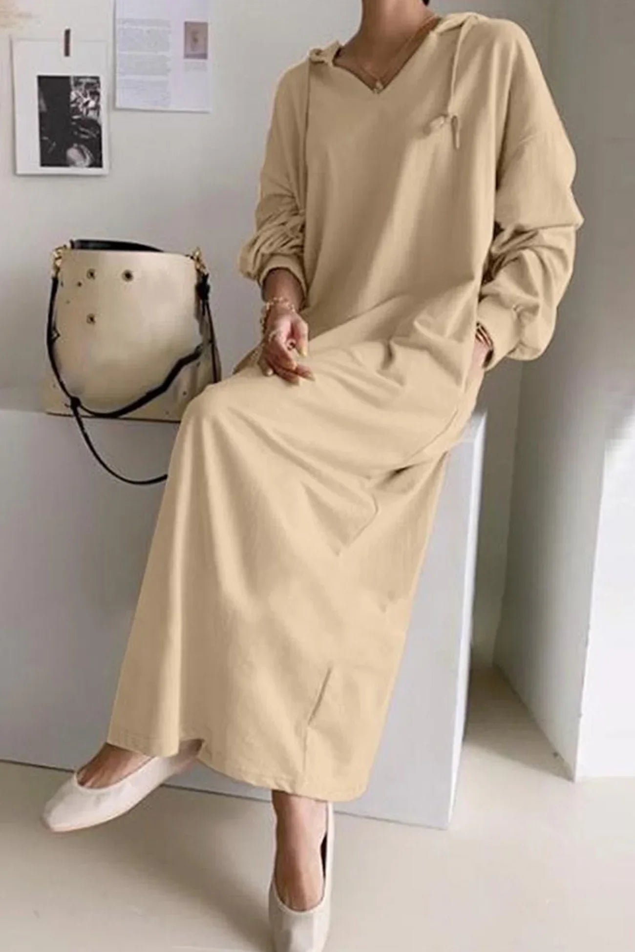 V-Neck Long Sleeve Dress