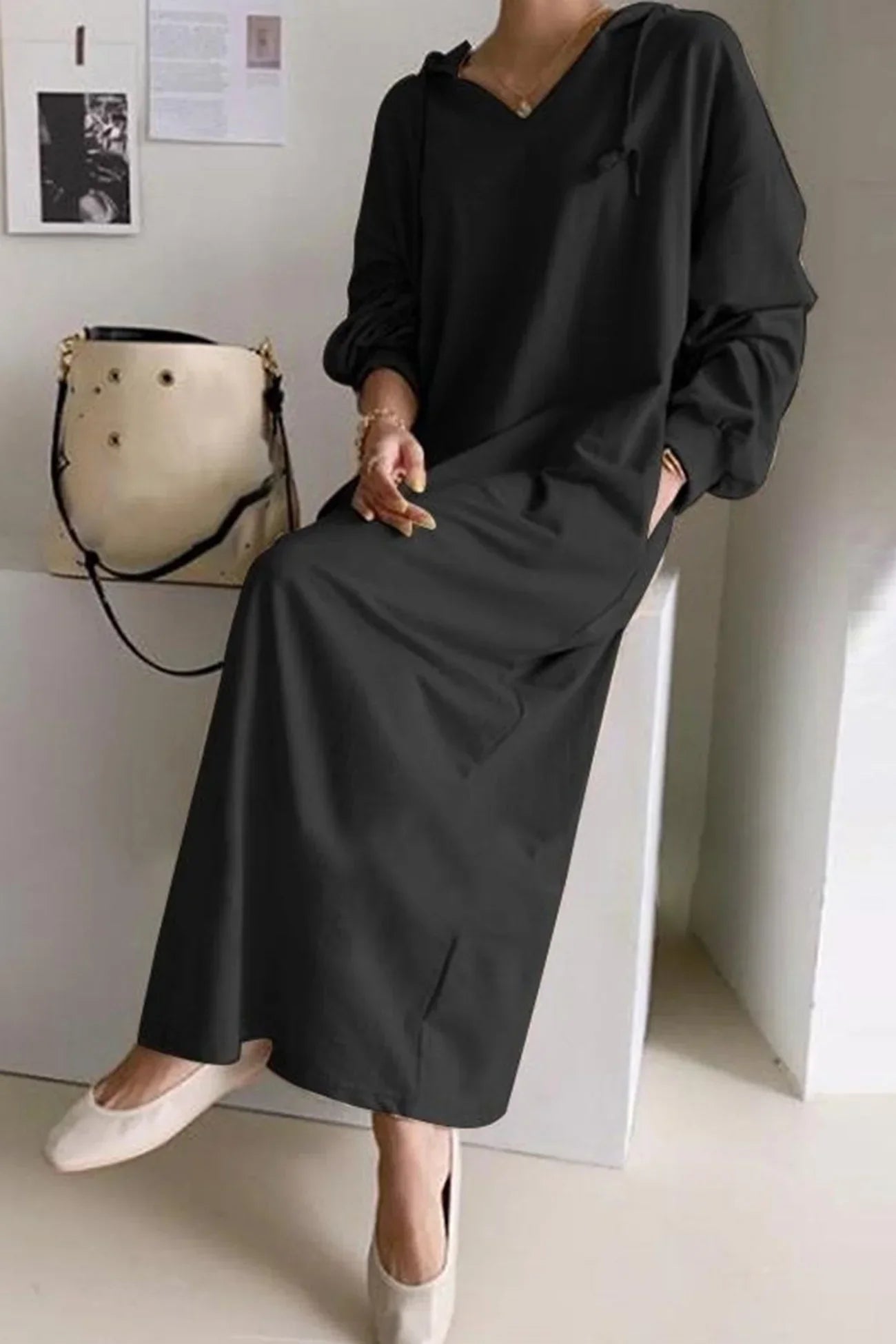 V-Neck Long Sleeve Dress