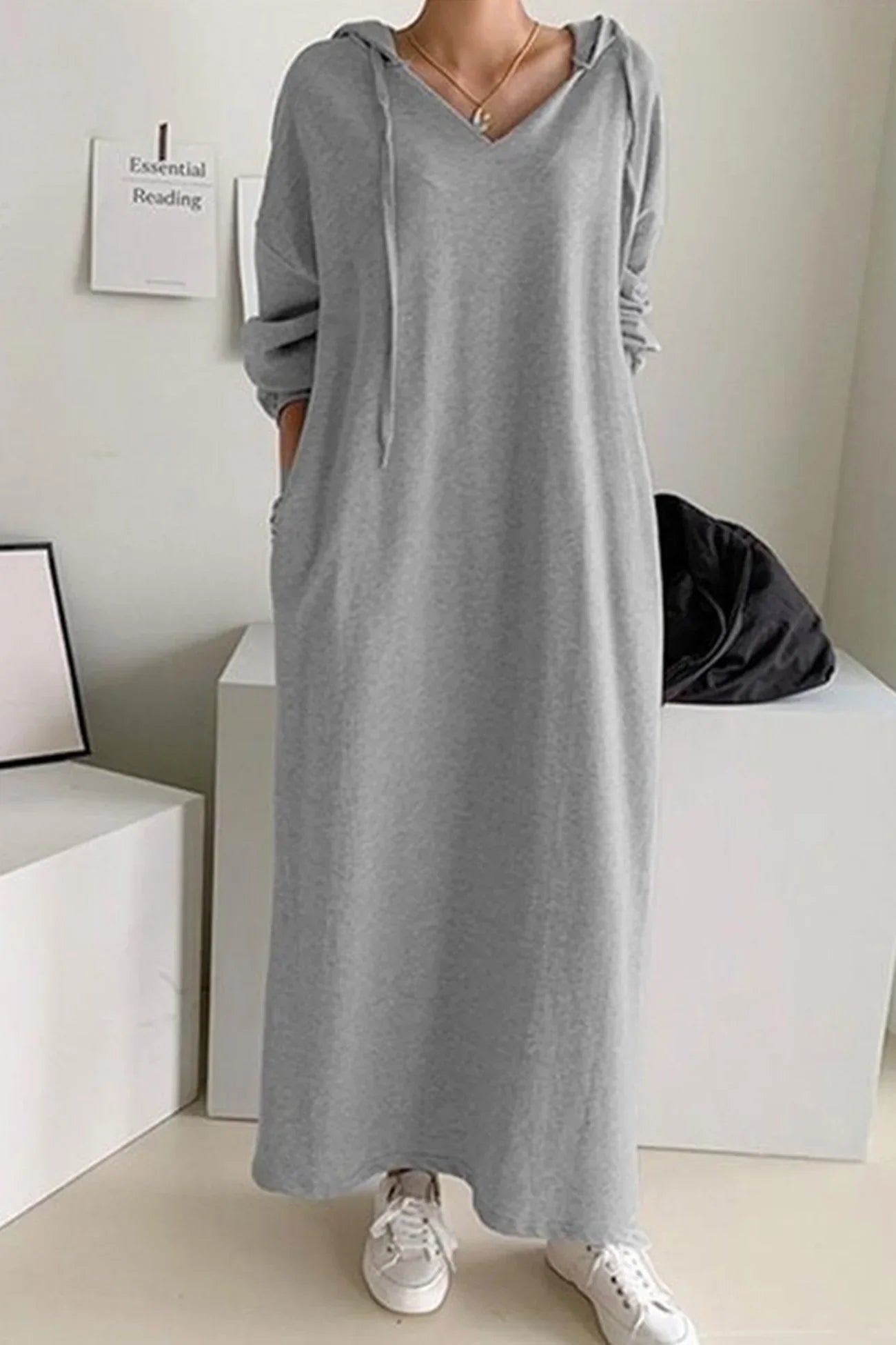 V-Neck Long Sleeve Dress