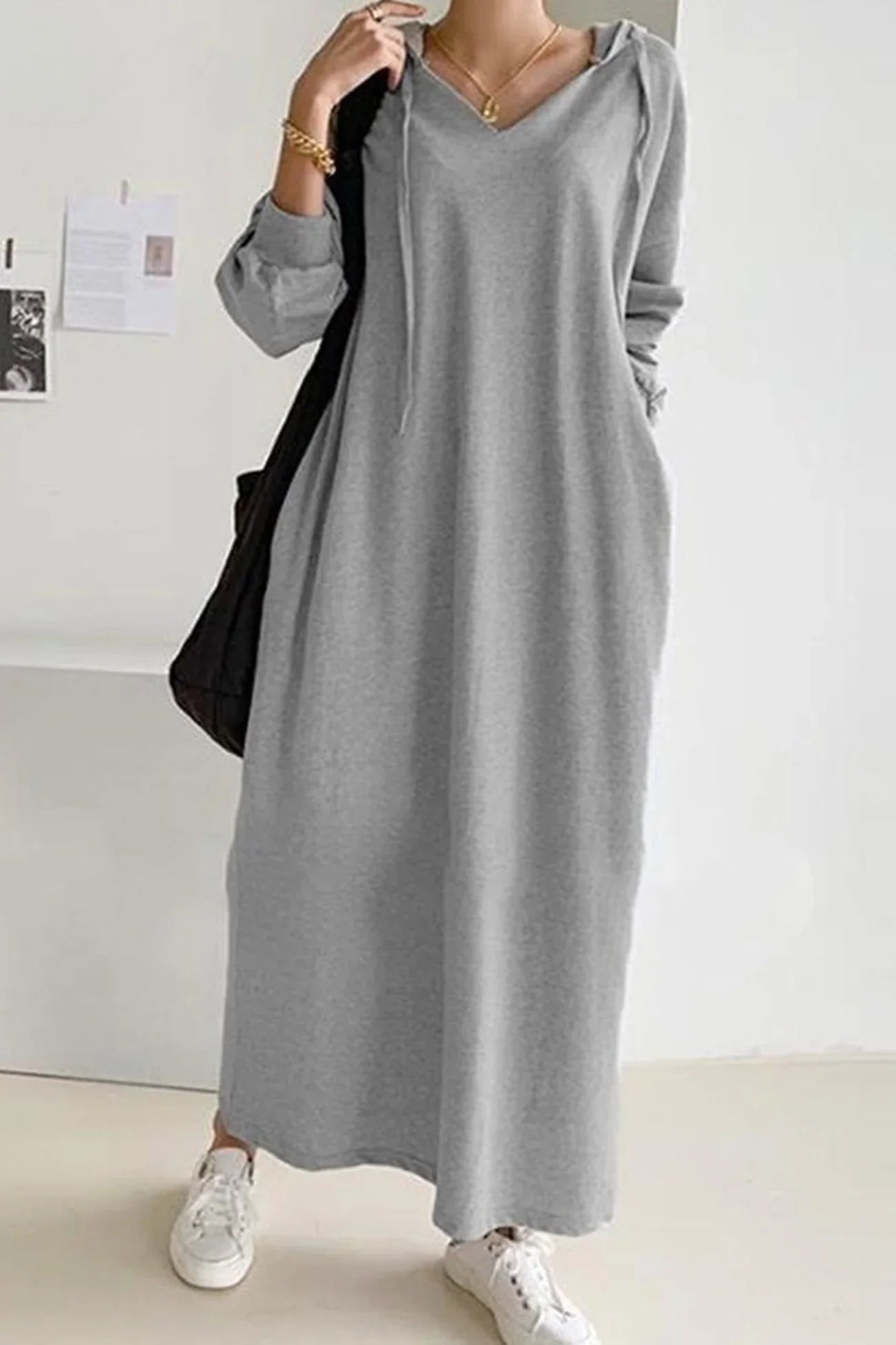 V-Neck Long Sleeve Dress